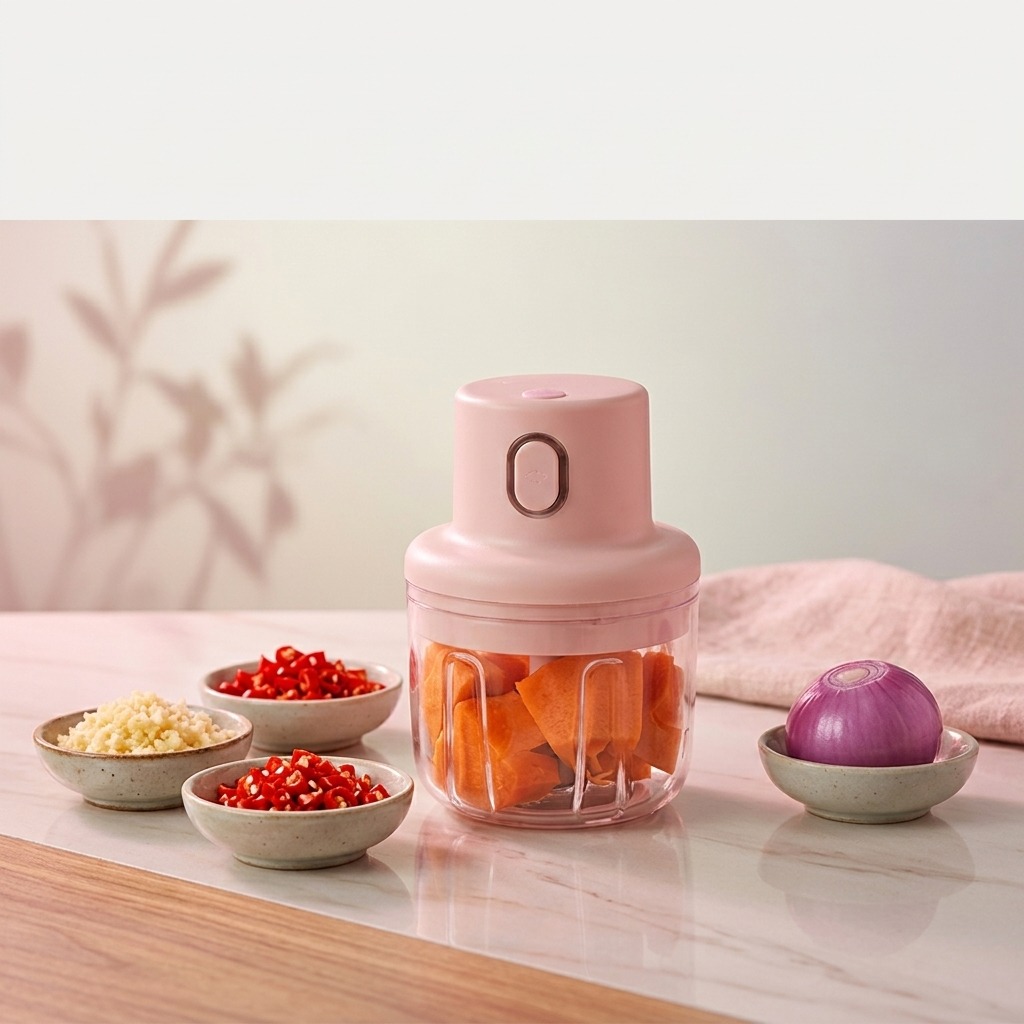Portable USB Rechargeable Mini Food Chopper – Electric Vegetable, Garlic, Onion & Meat Cutter for Kitchen