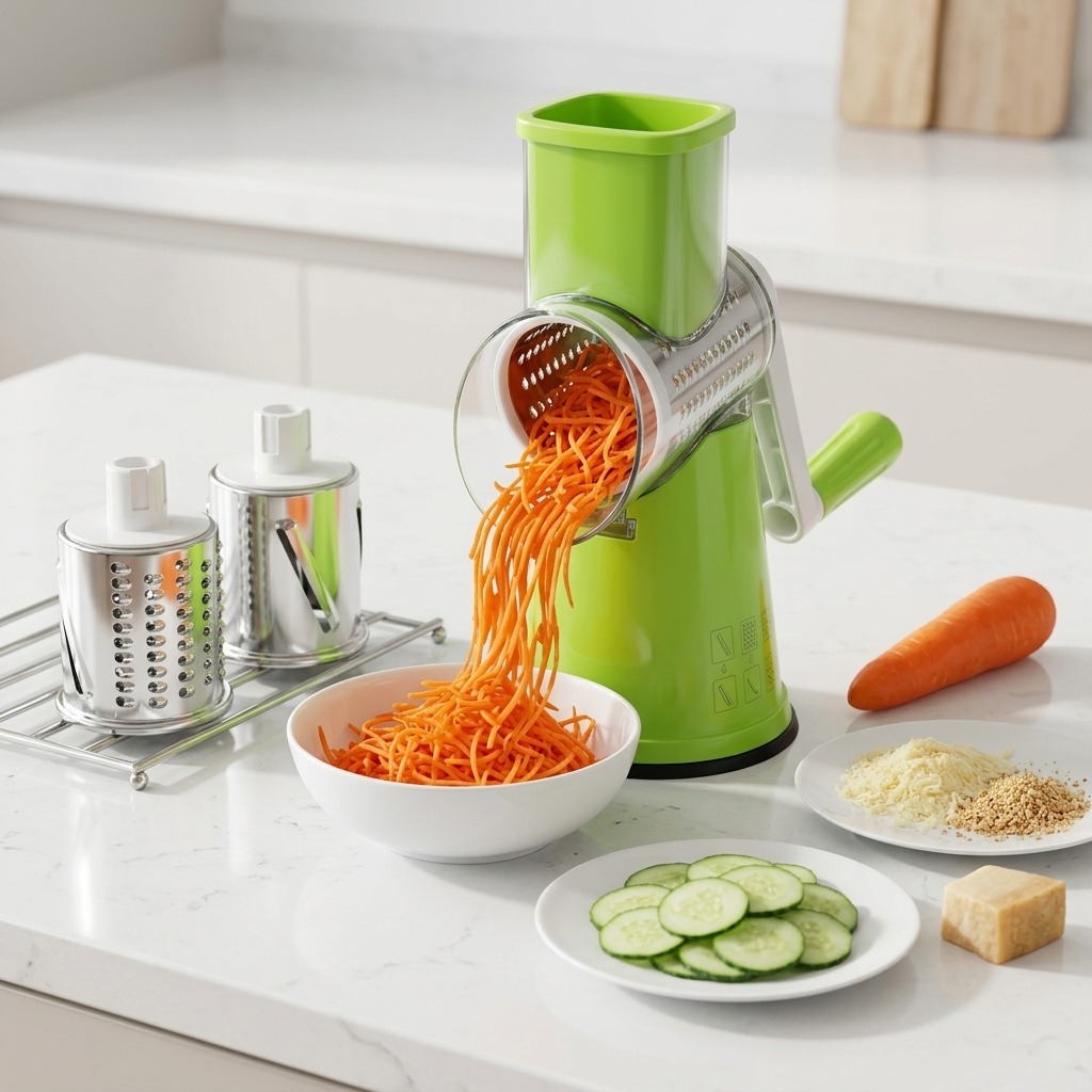 3-in-1 Manual Vegetable Cutter & Drum Grater 