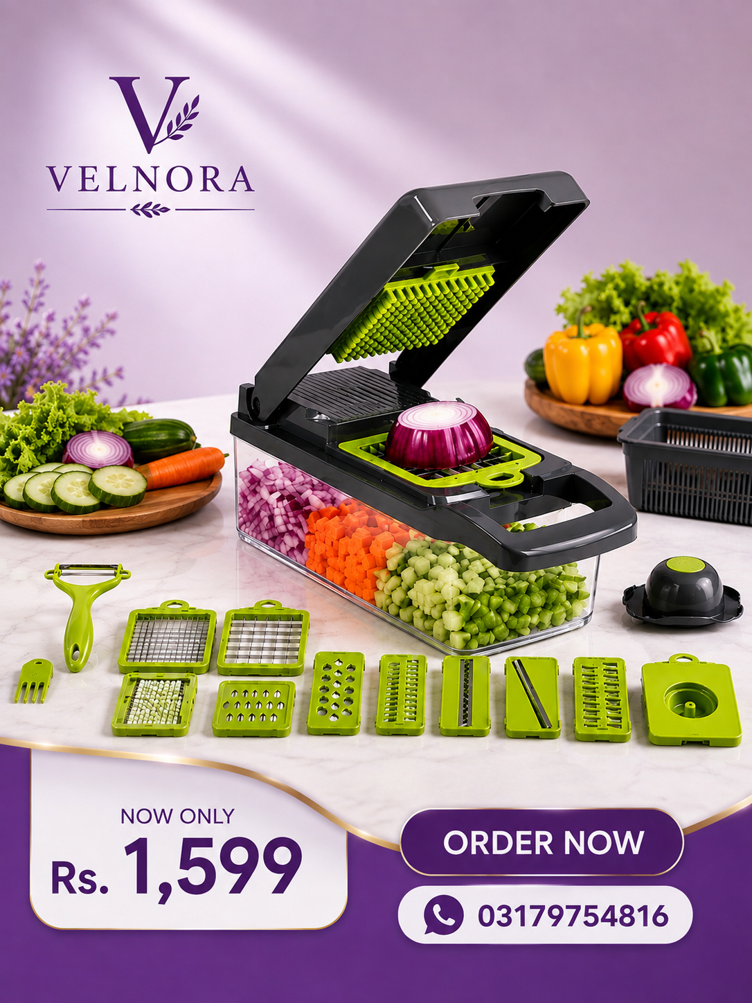 12-in-1 Vegetable Chopper & Cutter – Multifunctional Food Slicer with Storage Container