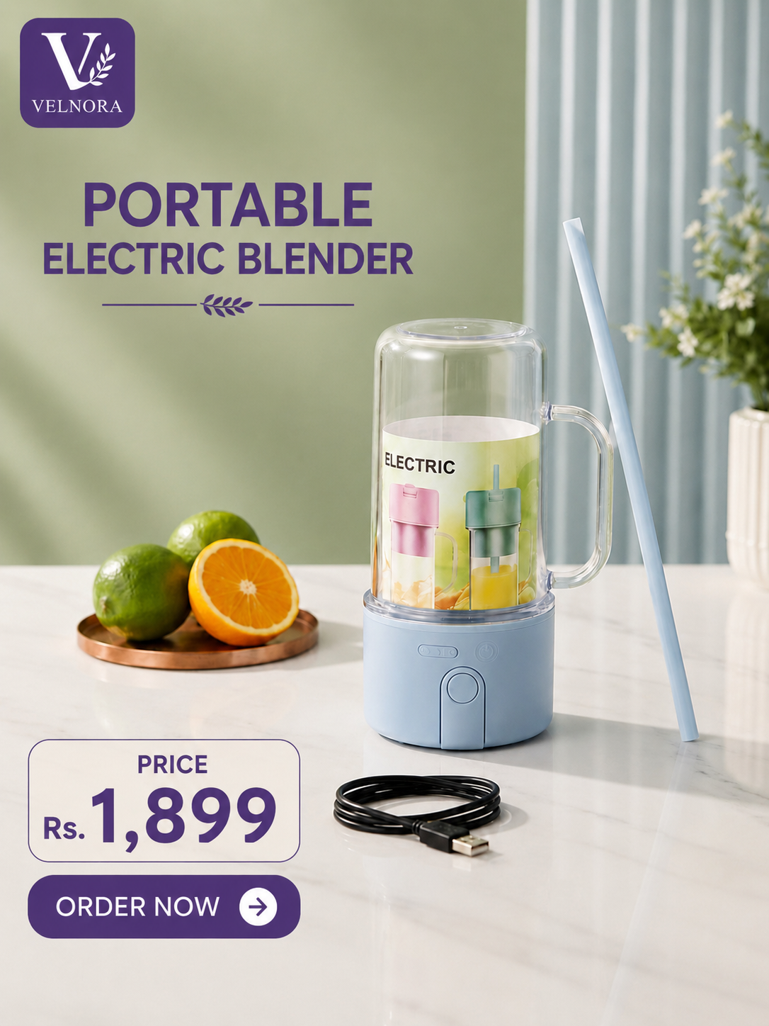 Portable Electric Blender Cup – USB Rechargeable Mini Personal Blender