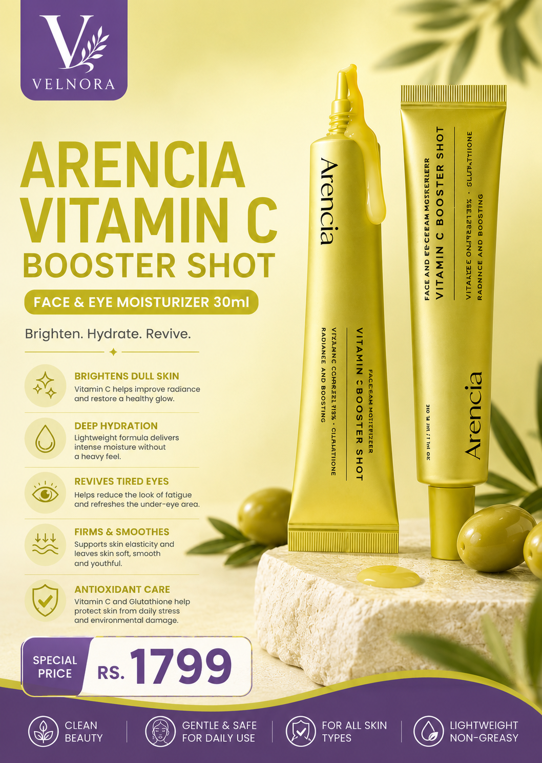 Arencia Vitamin C Booster Shot Face & Eye Moisturizer 30ml
