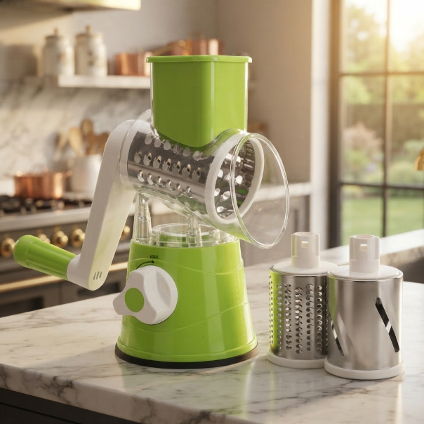 3-in-1 Manual Vegetable Cutter & Drum Grater