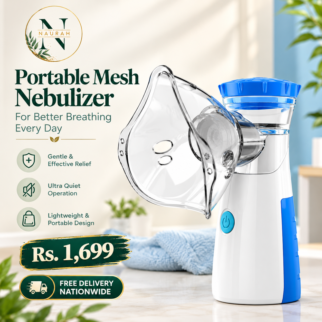 Portable Mesh Nebulizer For Kids And Adults - Health Accessory Designed For Respiratory Care And Daily Medical Routine