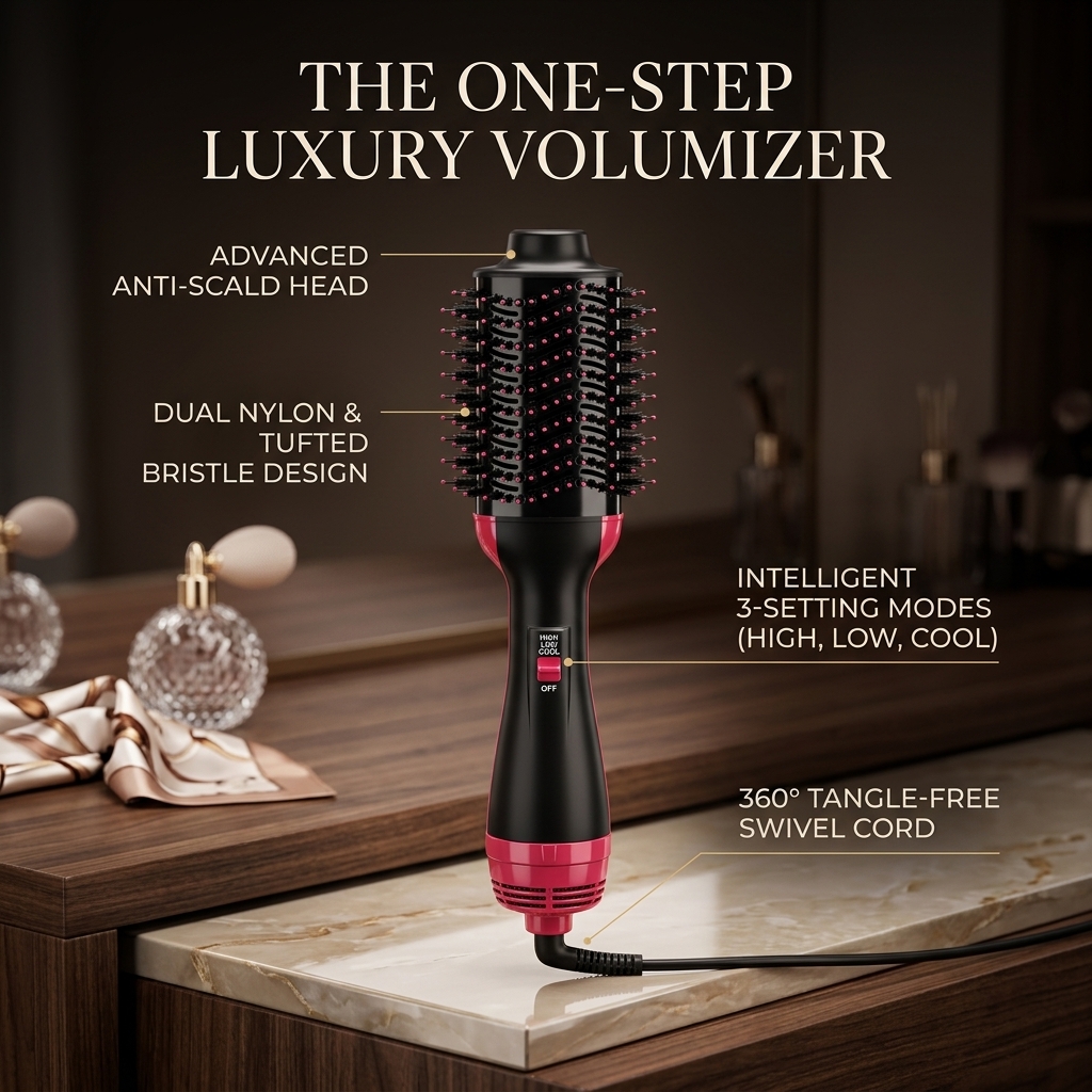 All-in-One Professional Hot Air Hair Dryer & Volumizer Styler Brush