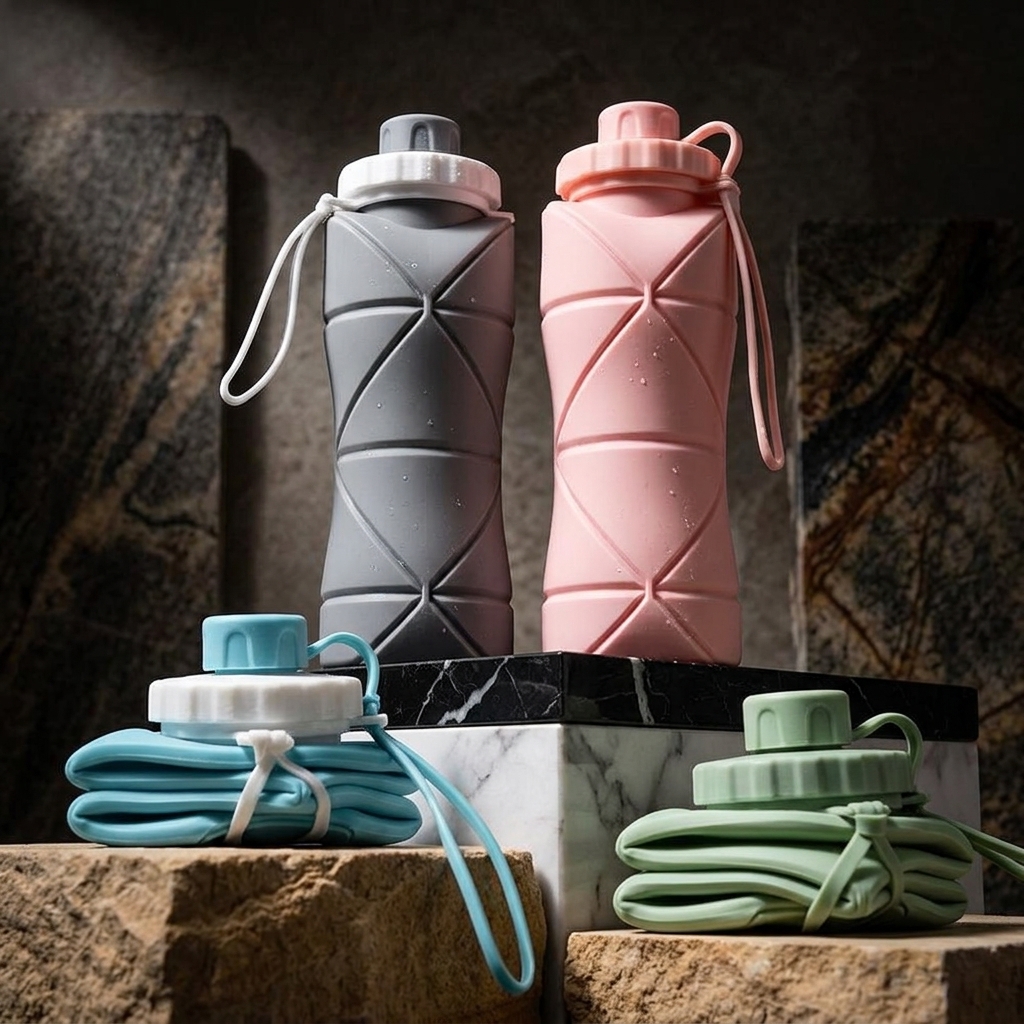 Collapsible Silicone Expandable Sports Travel Water Bottle