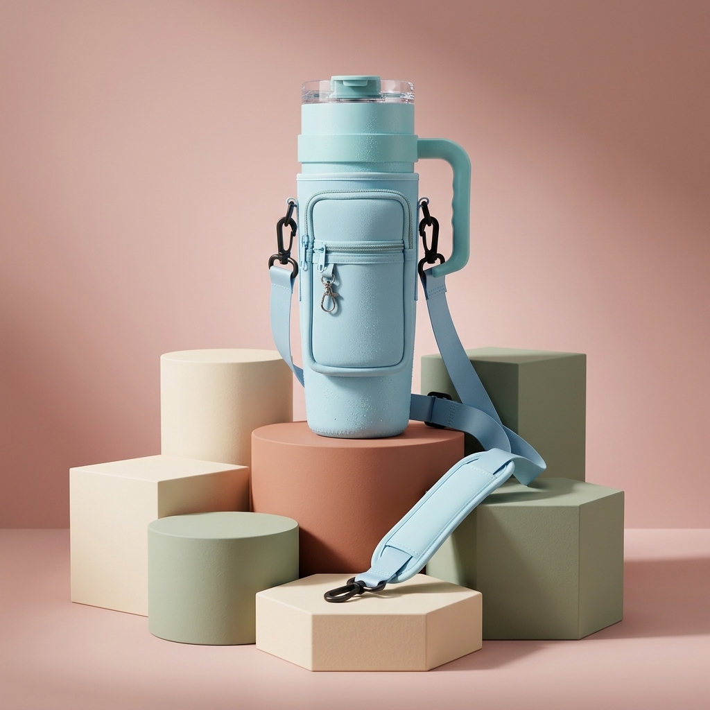 Insulated Portable Water Bottle Carrier Bag with Adjustable Strap