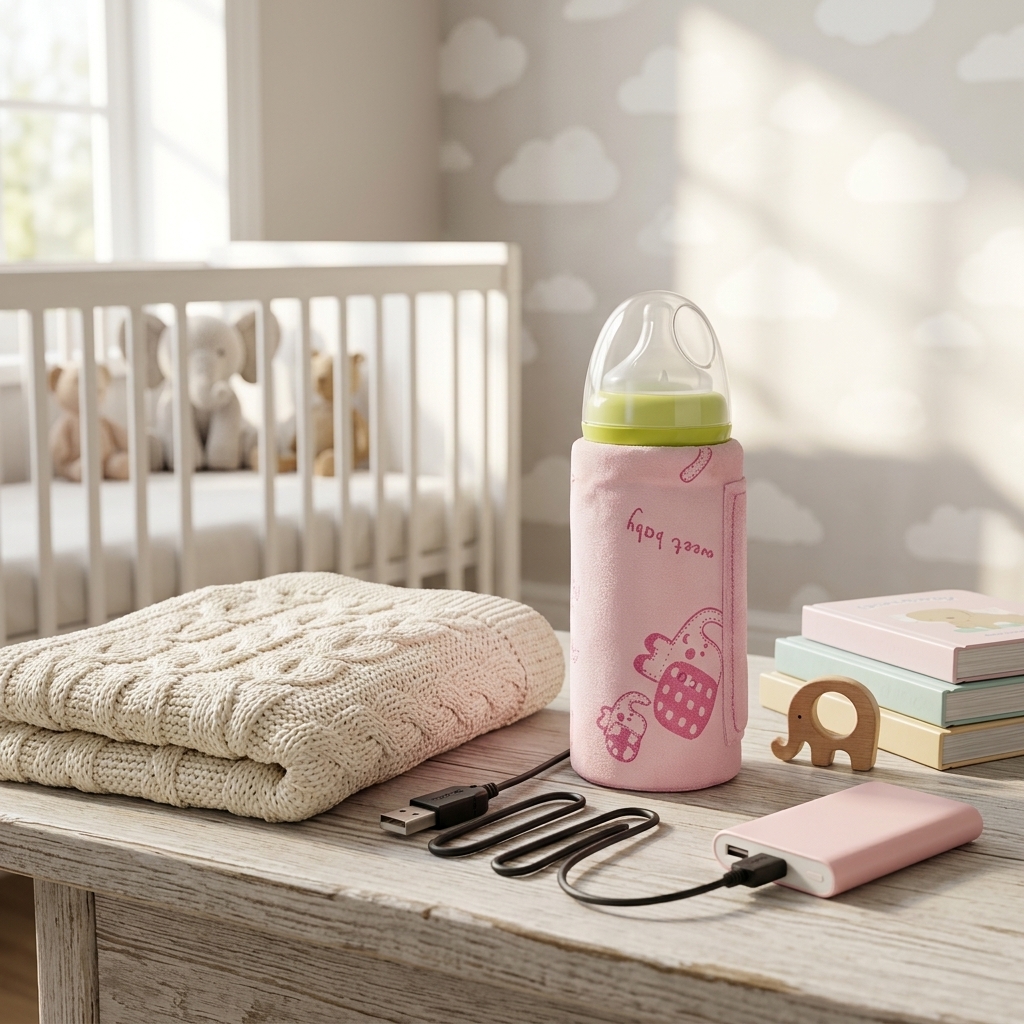 USB Portable Patterned Baby Milk Bottle Warmer Feeder Cover (Pink)